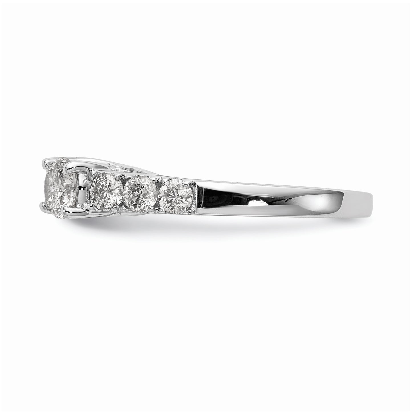 14K White Gold 3-Stone Plus Peg Set Center Diamond Semi-mount Engagement Ring, 2.20 to 2.66 mm (tapered)