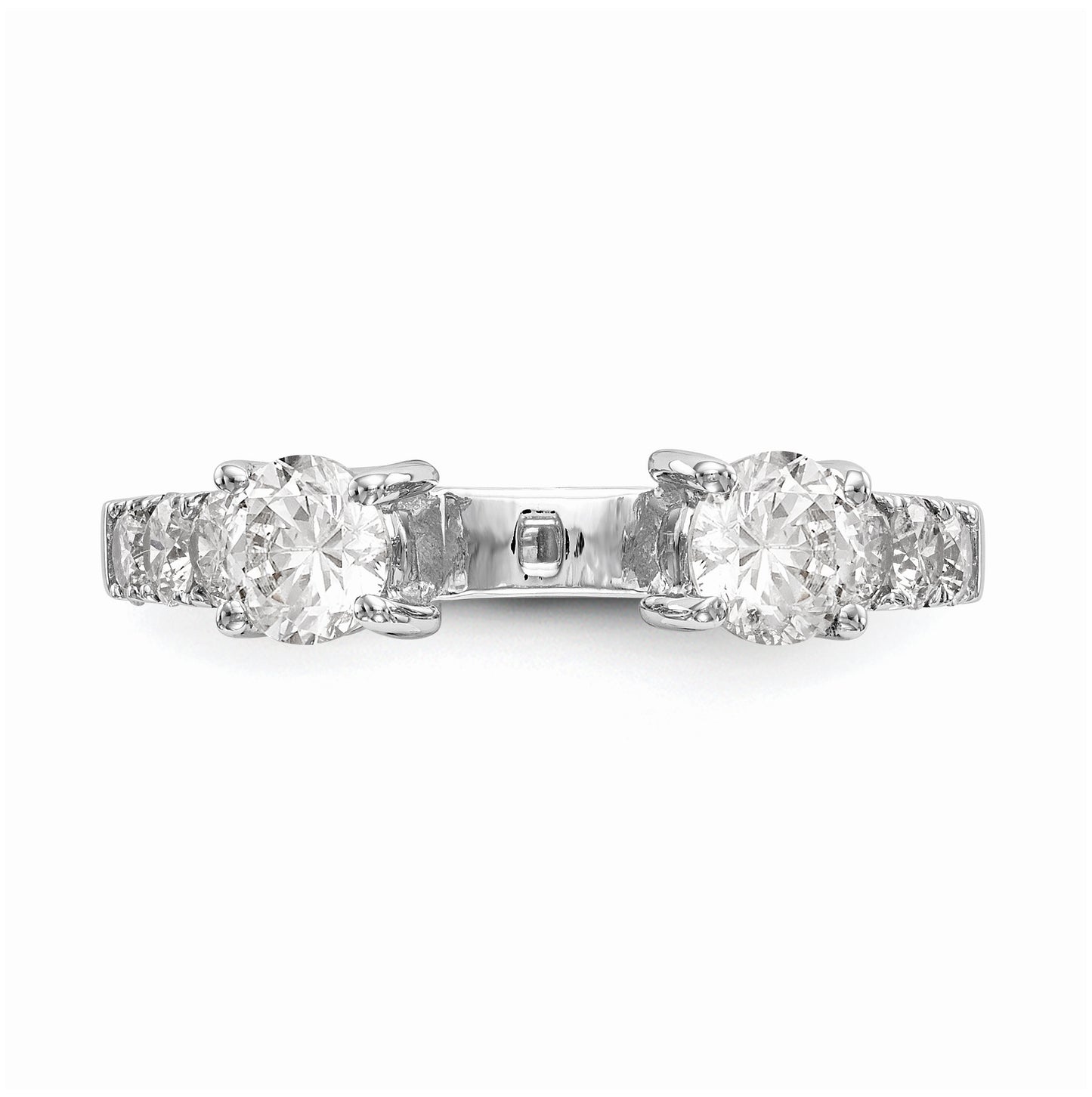 14K White Gold 3-Stone Plus Peg Set Center Diamond Semi-mount Engagement Ring, 2.20 to 2.66 mm (tapered)