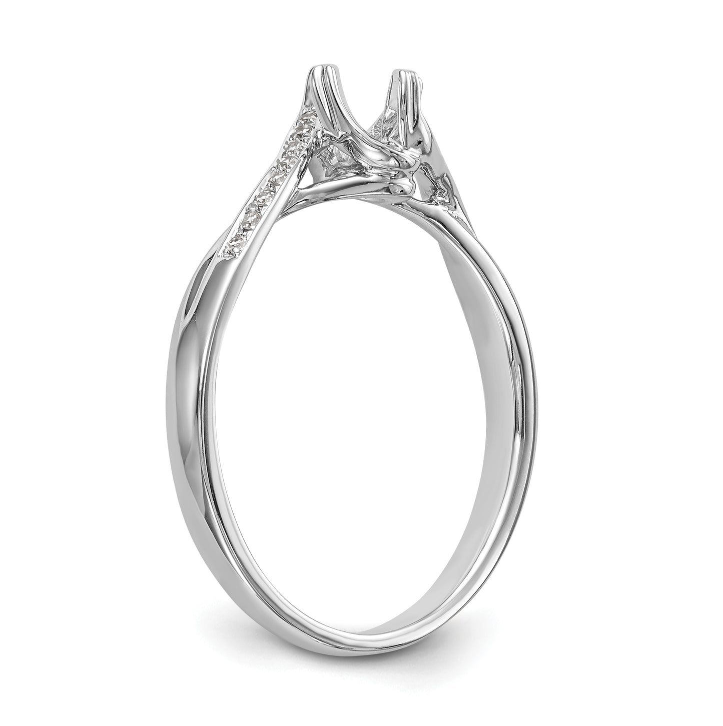 First Promise 14k White Gold Bypass (Holds 1/4 carat (4.1mm) Round Center) 1/20 carat Diamond Semi-Mount Promise/Engagement Ring