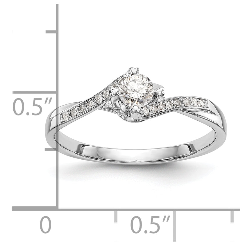 10K White Gold (Holds 1/4 carat (4.1mm) Round Center) 1/20 carat Diamond Semi-Mount Promise/Engagement Ring