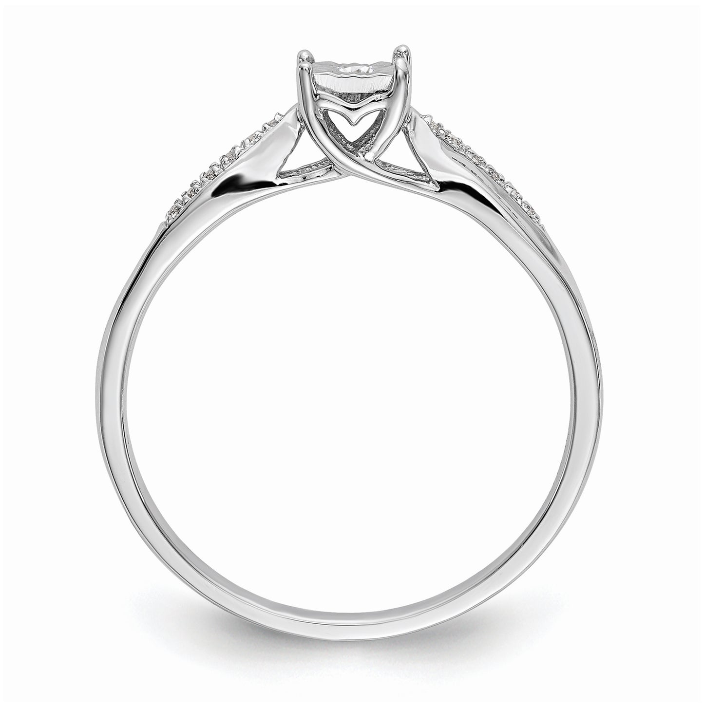 10K White Gold Square Illusion 1/20 carat Diamond Complete Engagement Ring