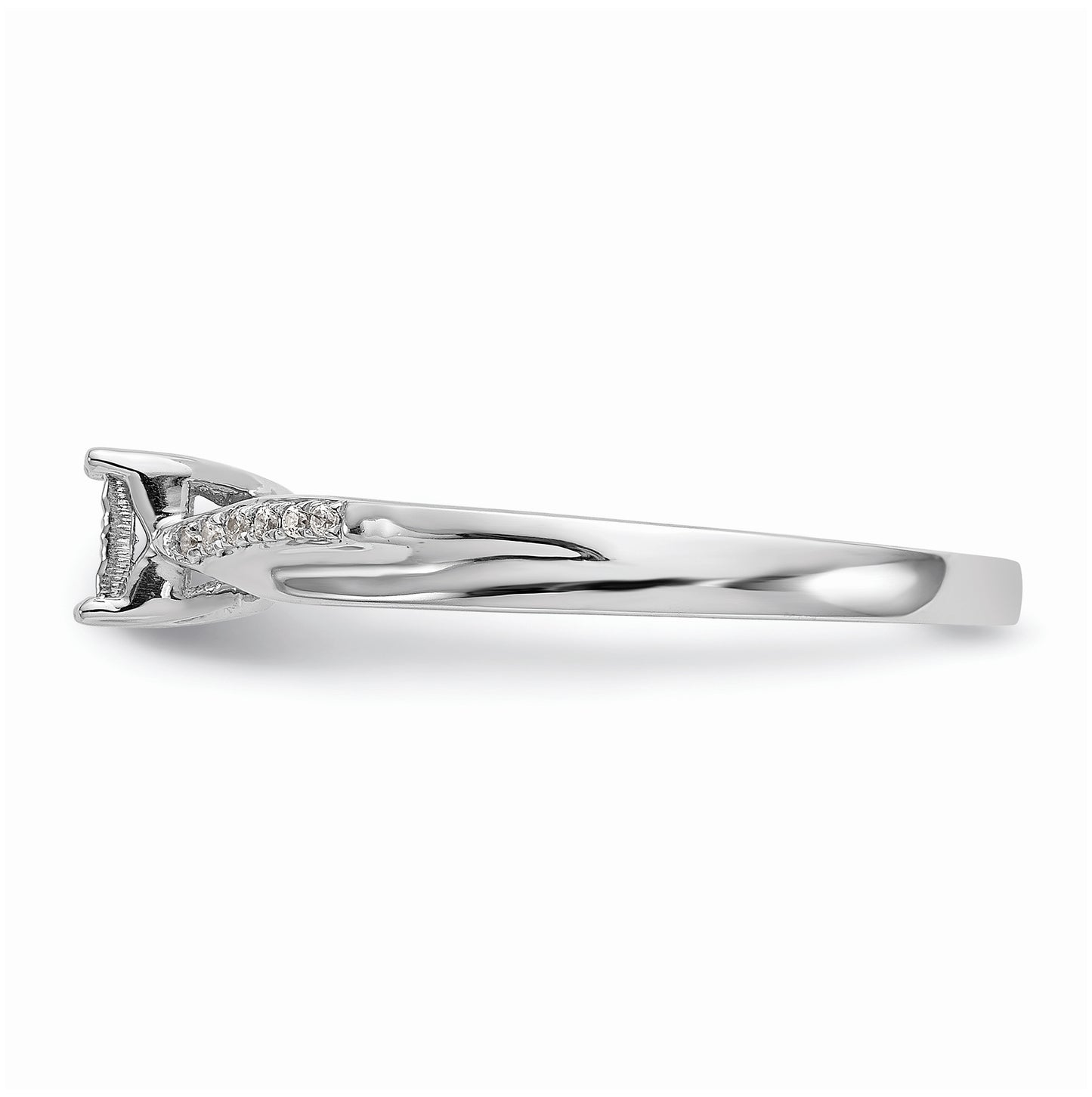 10K White Gold Square Illusion 1/20 carat Diamond Complete Engagement Ring