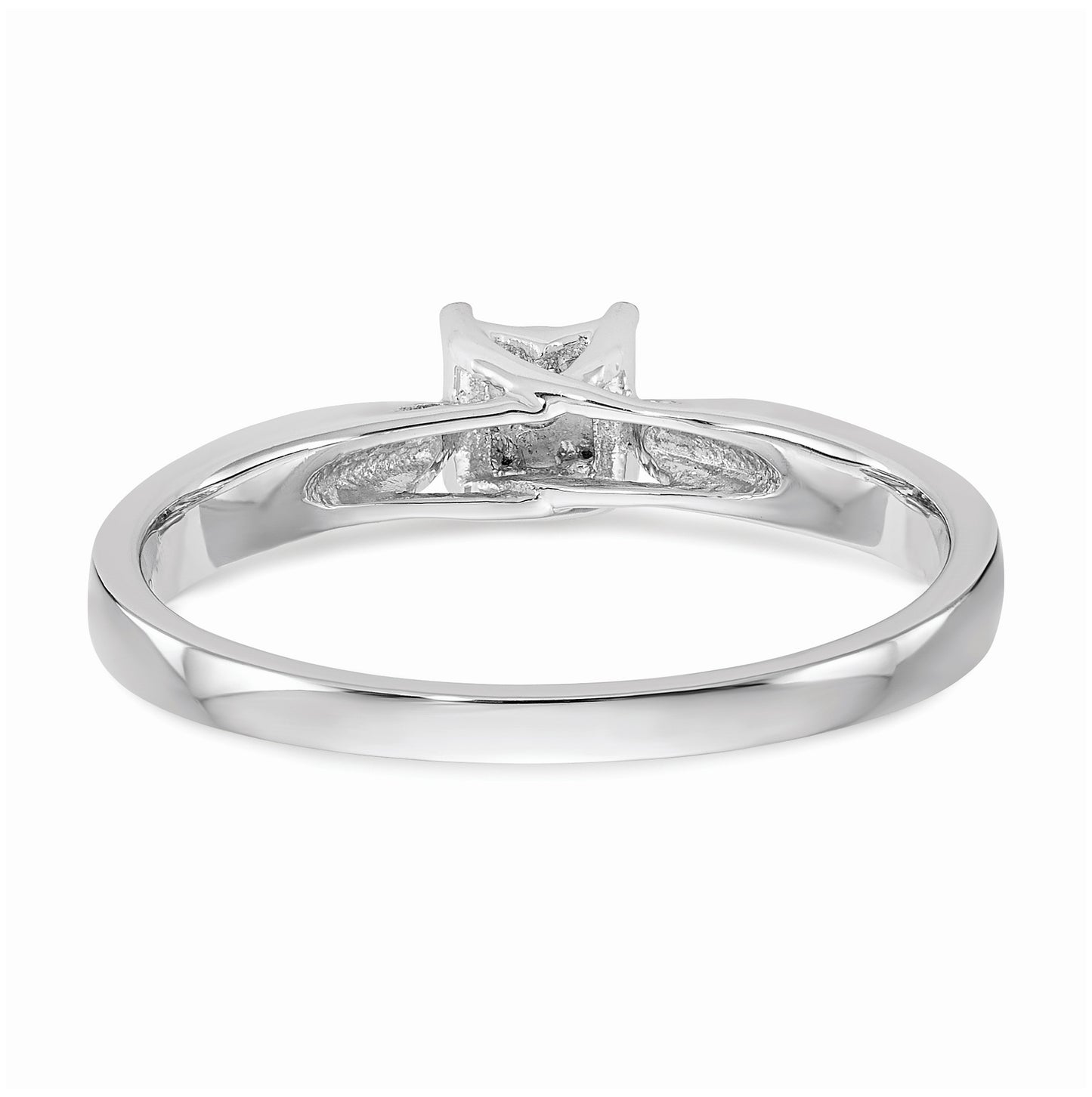10K White Gold Square Illusion 1/20 carat Diamond Complete Engagement Ring