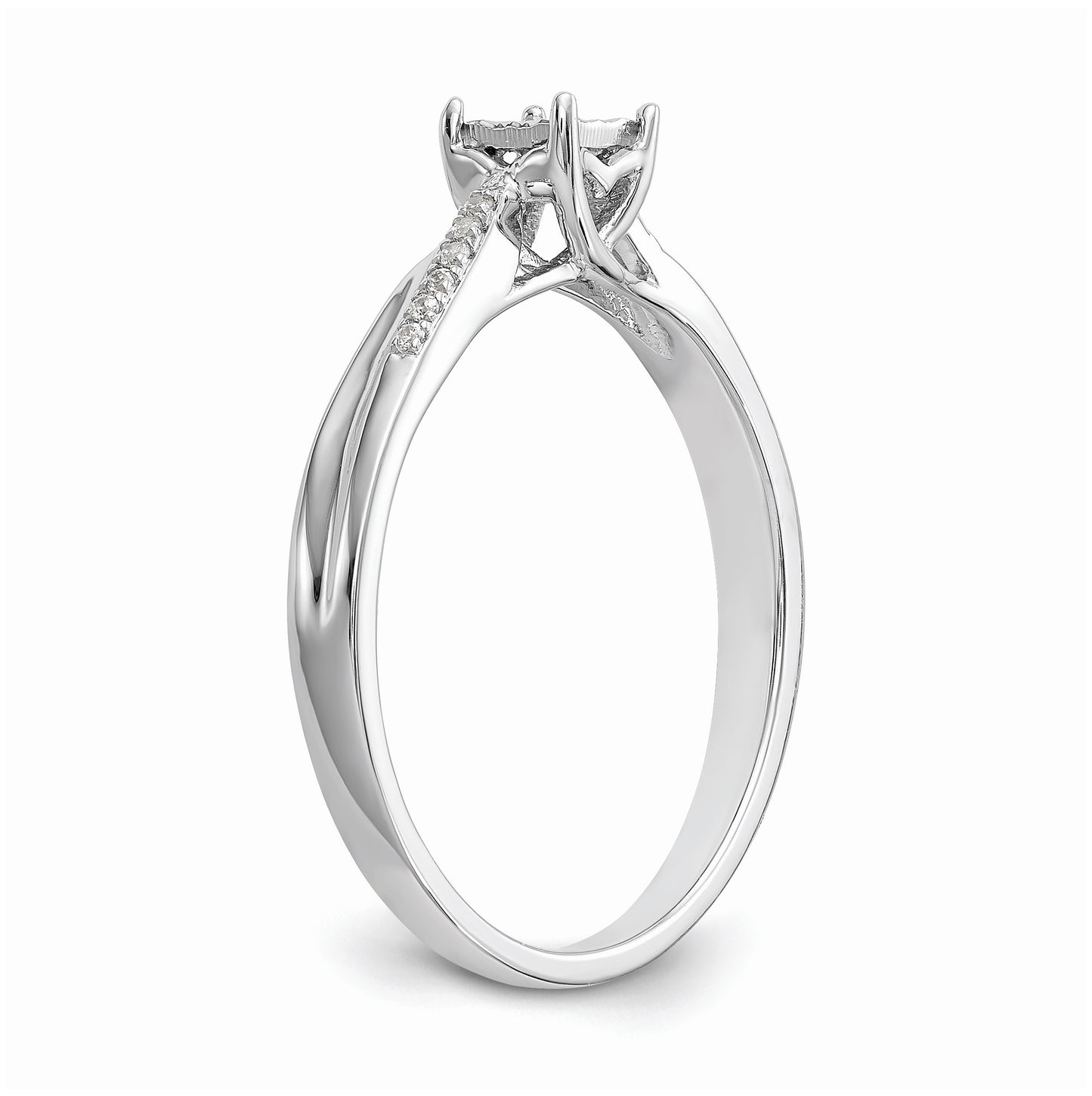 10K White Gold Square Illusion 1/20 carat Diamond Complete Engagement Ring
