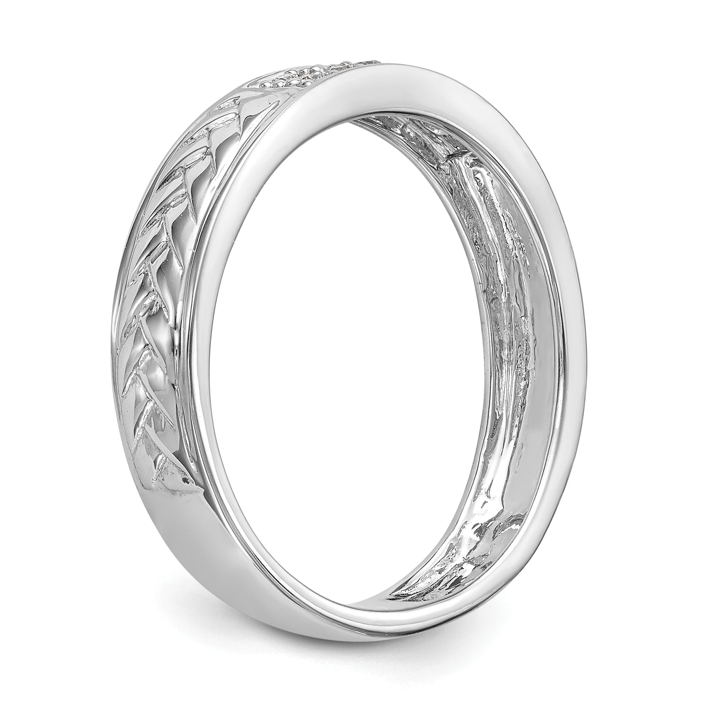 10K White Gold 1/10 carat Diamond Trio Ladies Complete Wedding Band