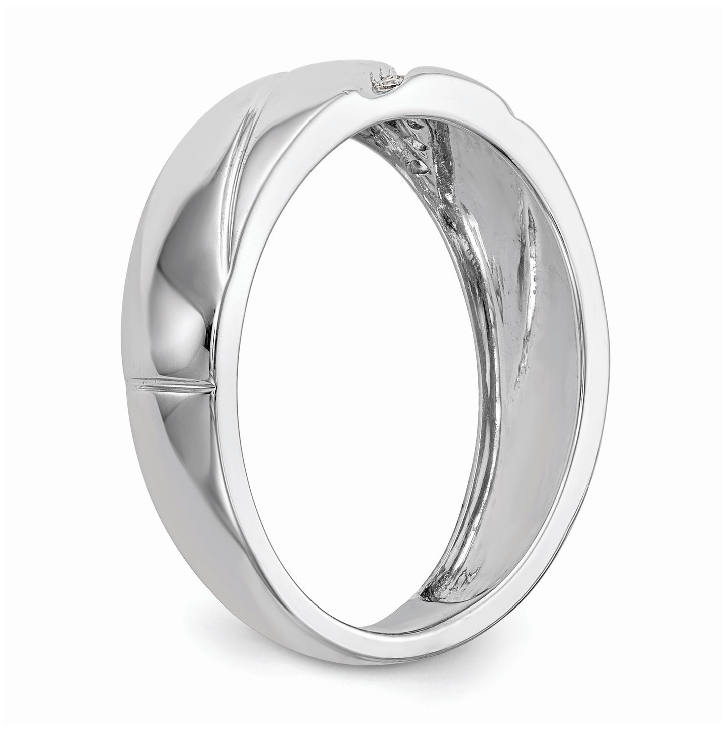 10K White Gold .03 carat Diamond Trio Men's Complete Wedding Band