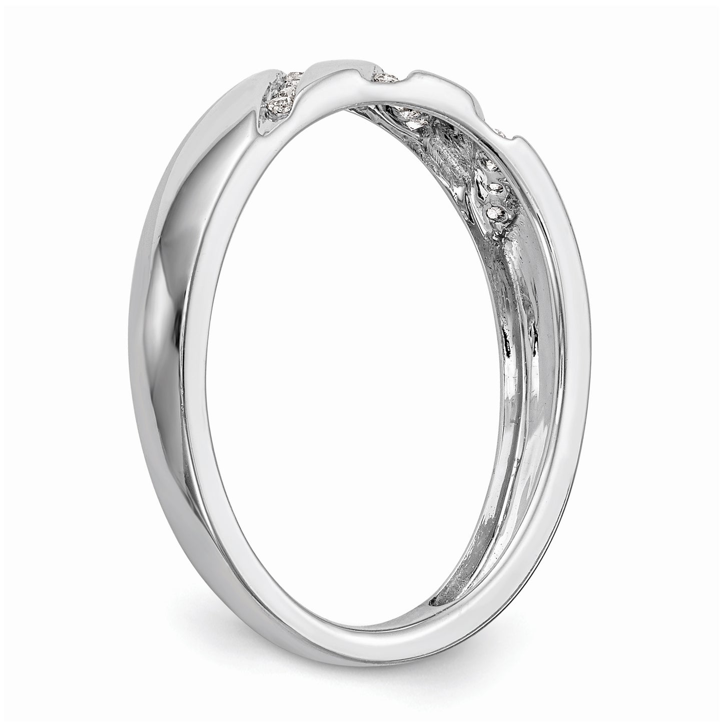 10K White Gold 1/20 carat Diamond Trio Ladies Complete Wedding Band