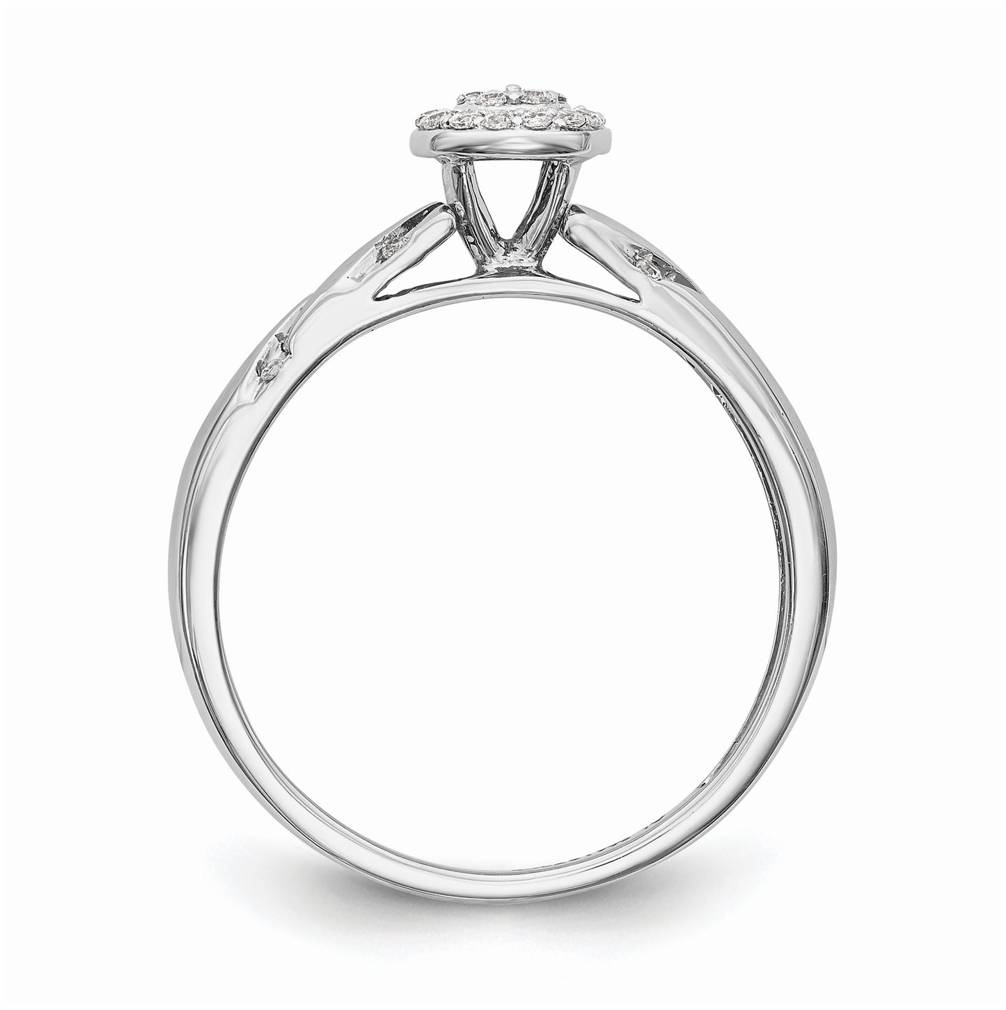 10K White Gold Halo Cluster 1/6 carat Diamond Trio Complete Engagement Ring
