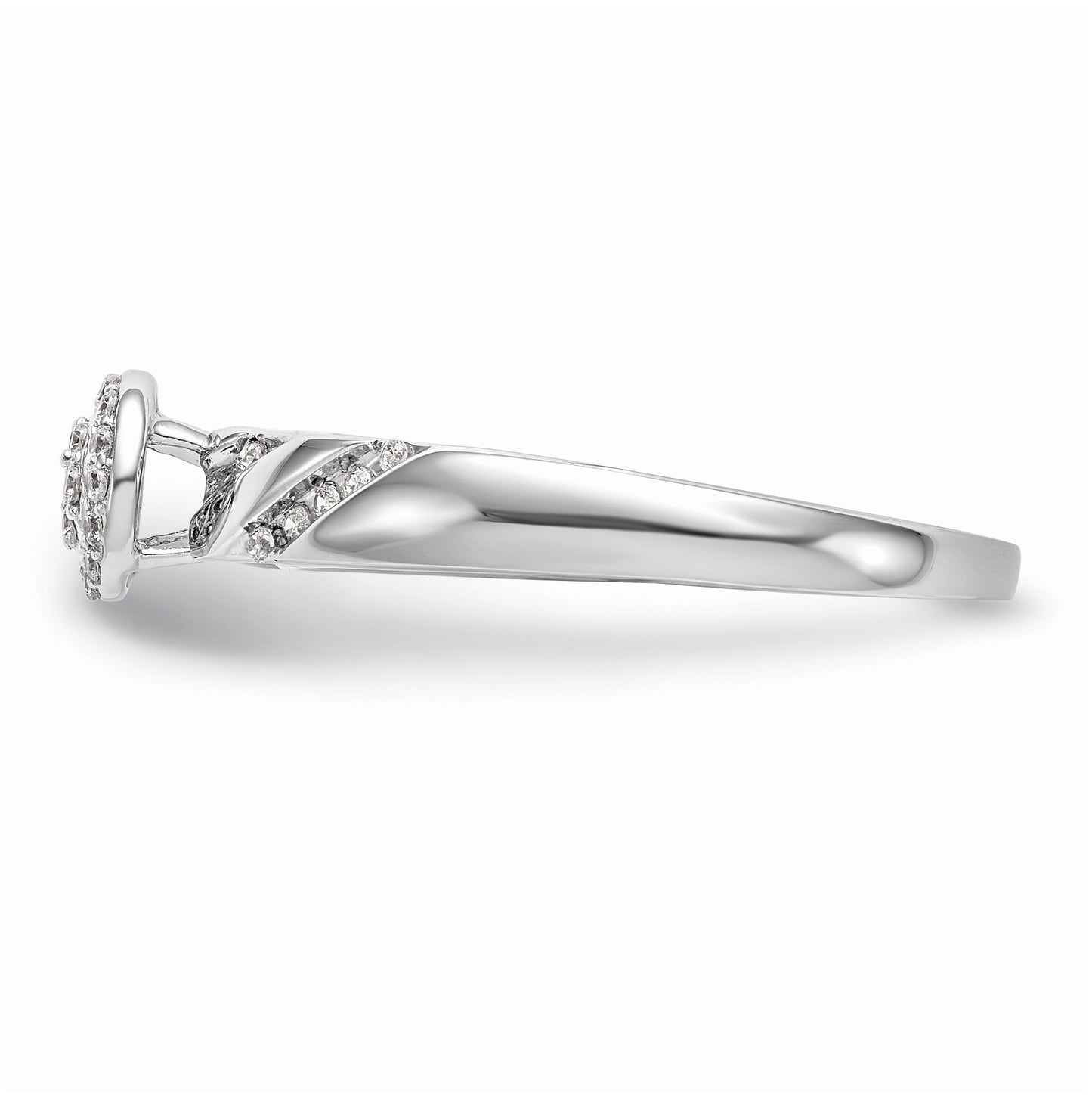 10K White Gold Halo Cluster 1/6 carat Diamond Trio Complete Engagement Ring