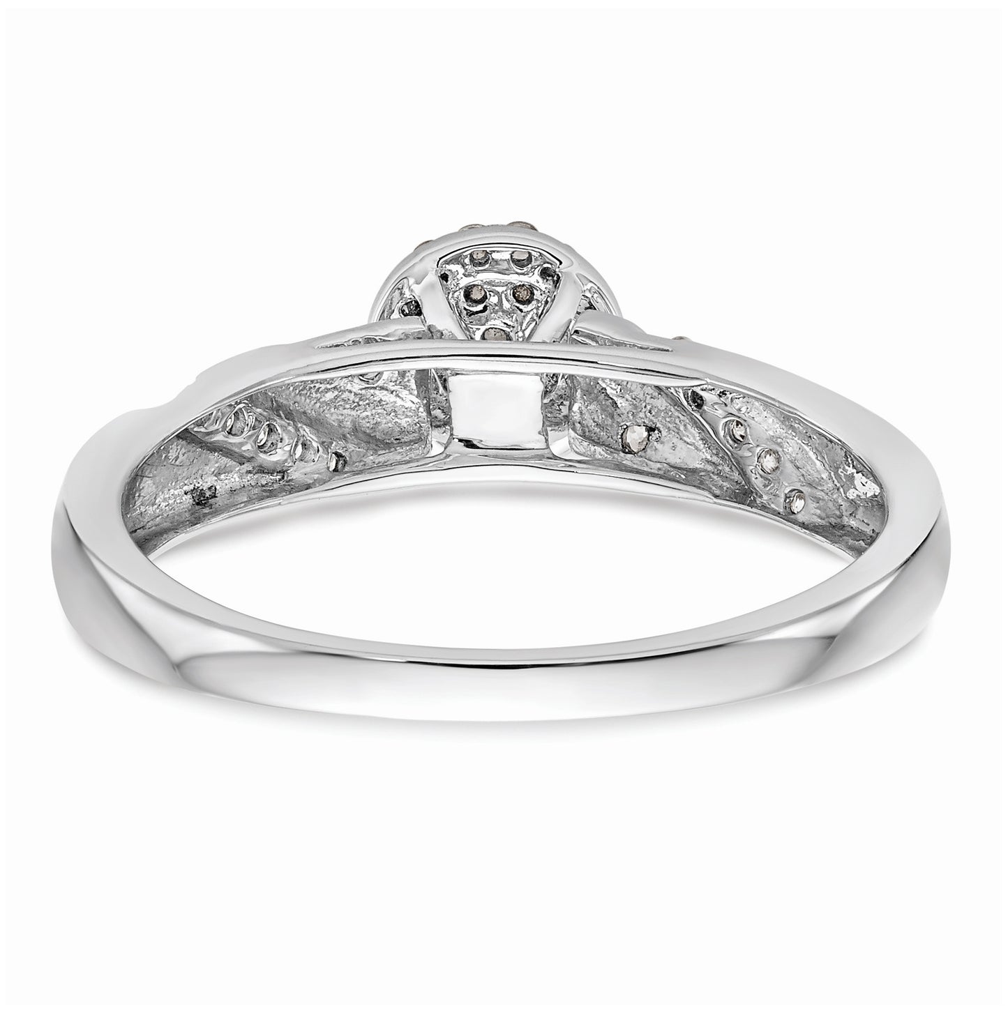 10K White Gold Halo Cluster 1/6 carat Diamond Trio Complete Engagement Ring