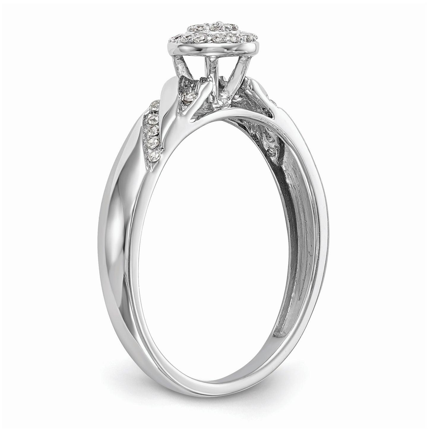 10K White Gold Halo Cluster 1/6 carat Diamond Trio Complete Engagement Ring
