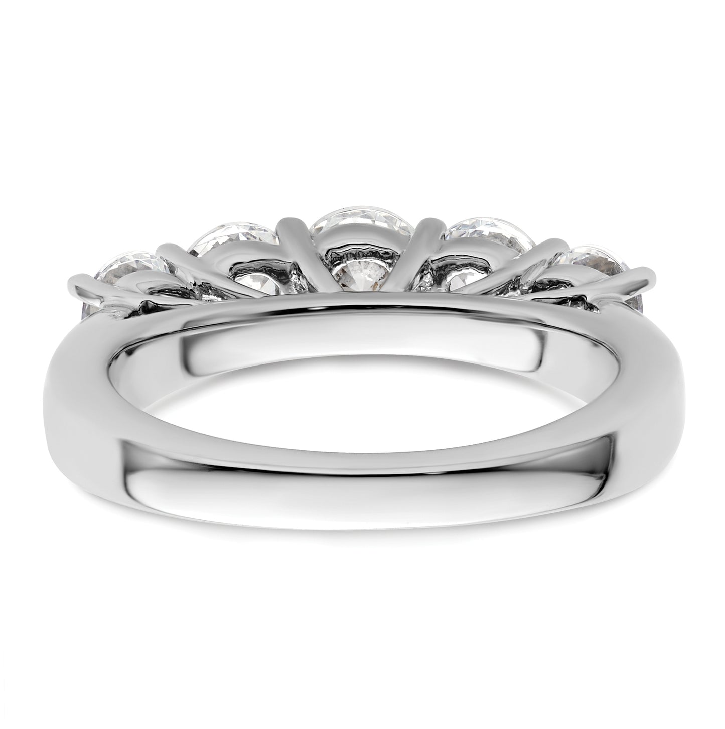 14K White Gold 5-Stone Shared Prong (Holds 4.8mm Round Center) 1 carat Diamond Semi-Mount Band