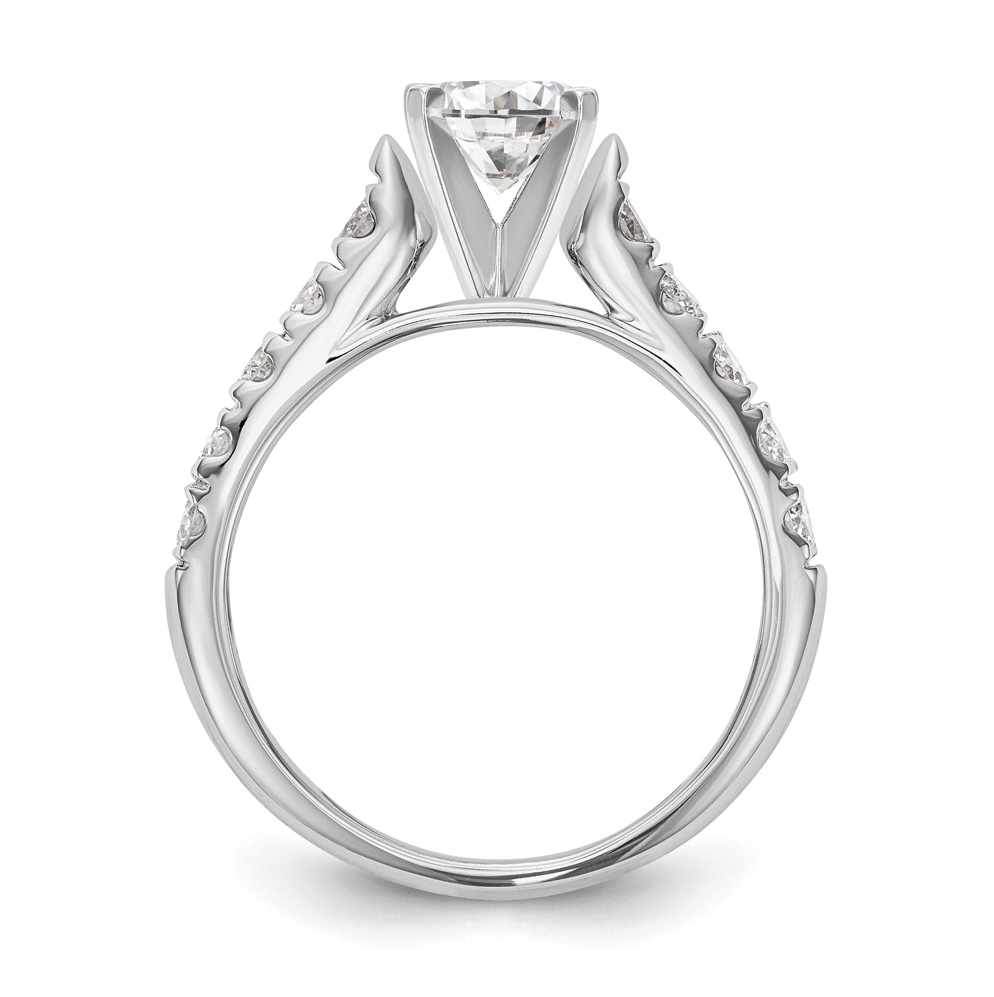 14K White Gold Peg Set 1/2 carat Diamond Semi-mount Engagement Ring, 3.5 to 2.2 mm (tapered)