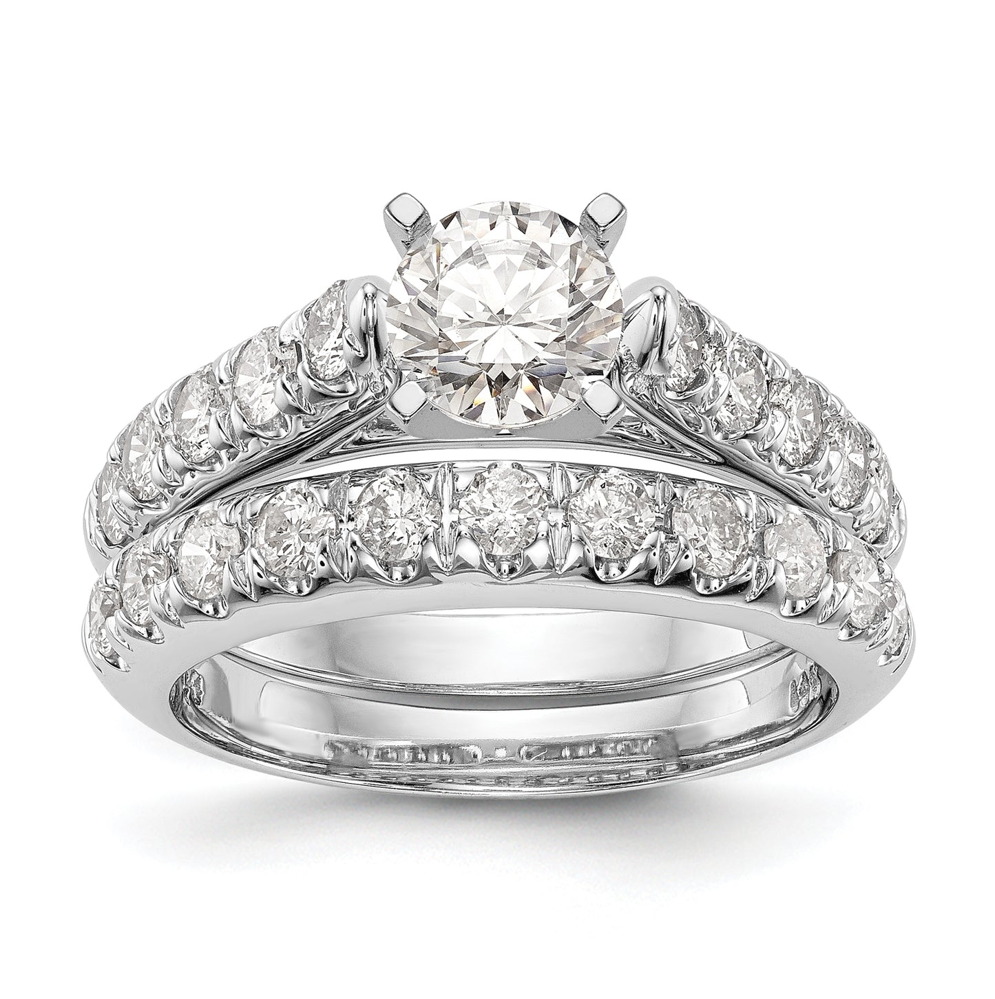 14K White Gold Peg Set 1/2 carat Diamond Semi-mount Engagement Ring, 3.5 to 2.2 mm (tapered)