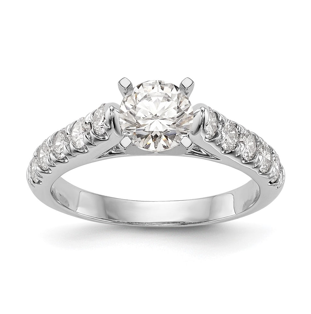 14K White Gold Peg Set 1/2 carat Diamond Semi-mount Engagement Ring, 3.5 to 2.2 mm (tapered)