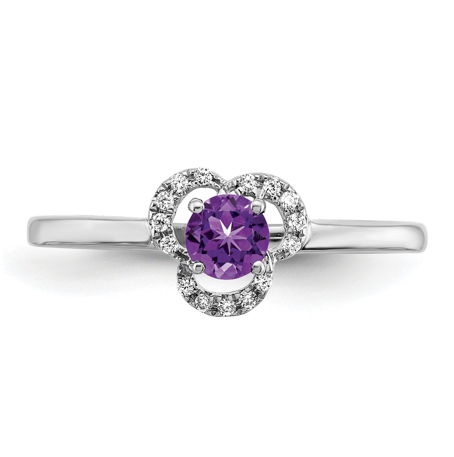 10k White Gold Amethyst and Diamond Ring