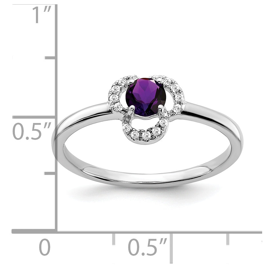 10k White Gold Amethyst and Diamond Ring