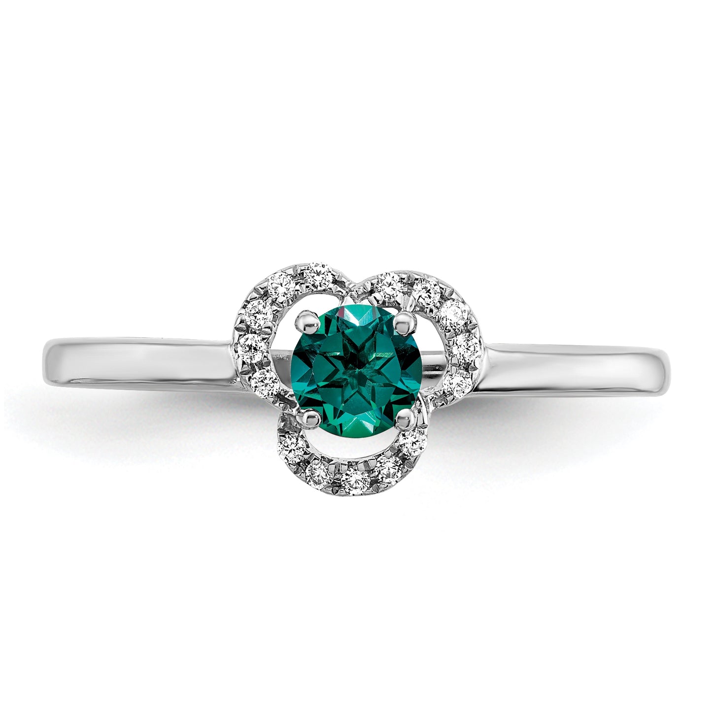 10k White Gold Created Alexandrite and Diamond Ring