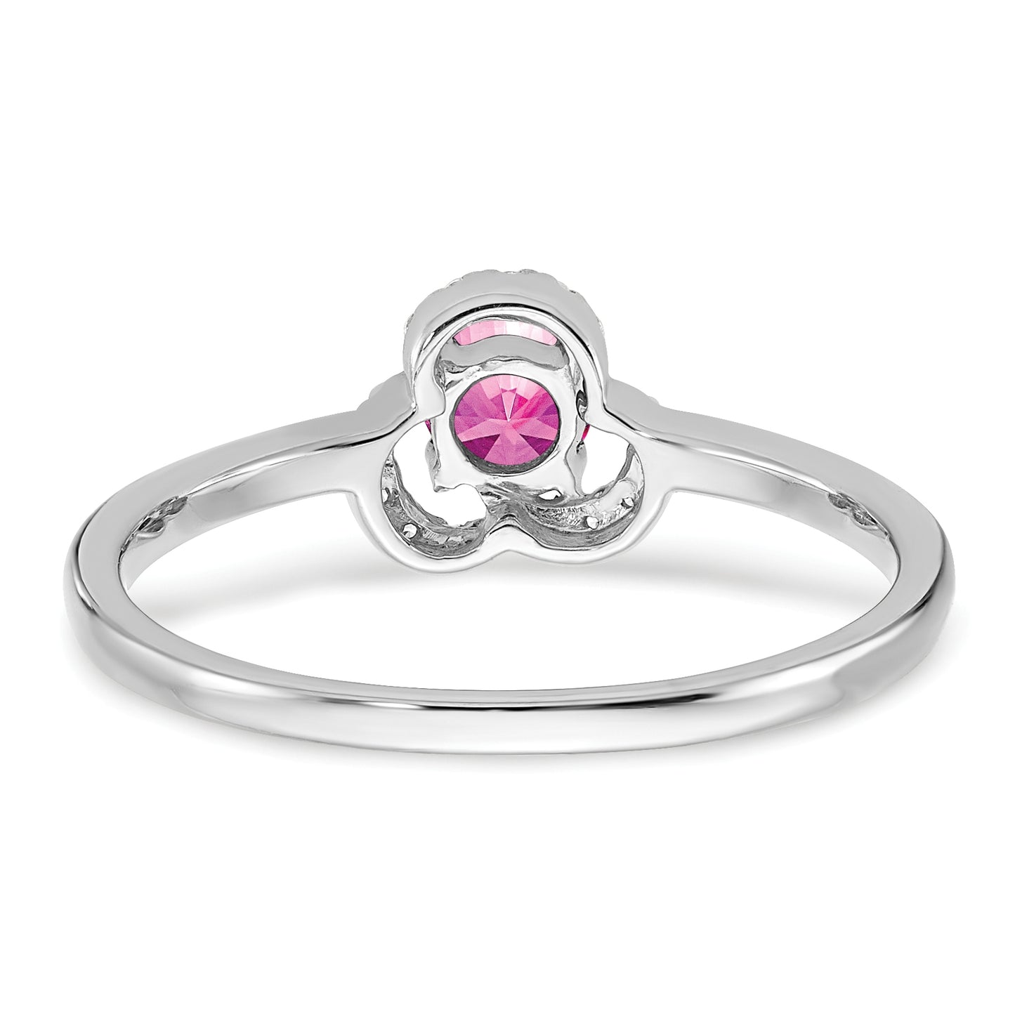 10k White Gold Created Pink Sapphire and Diamond Ring