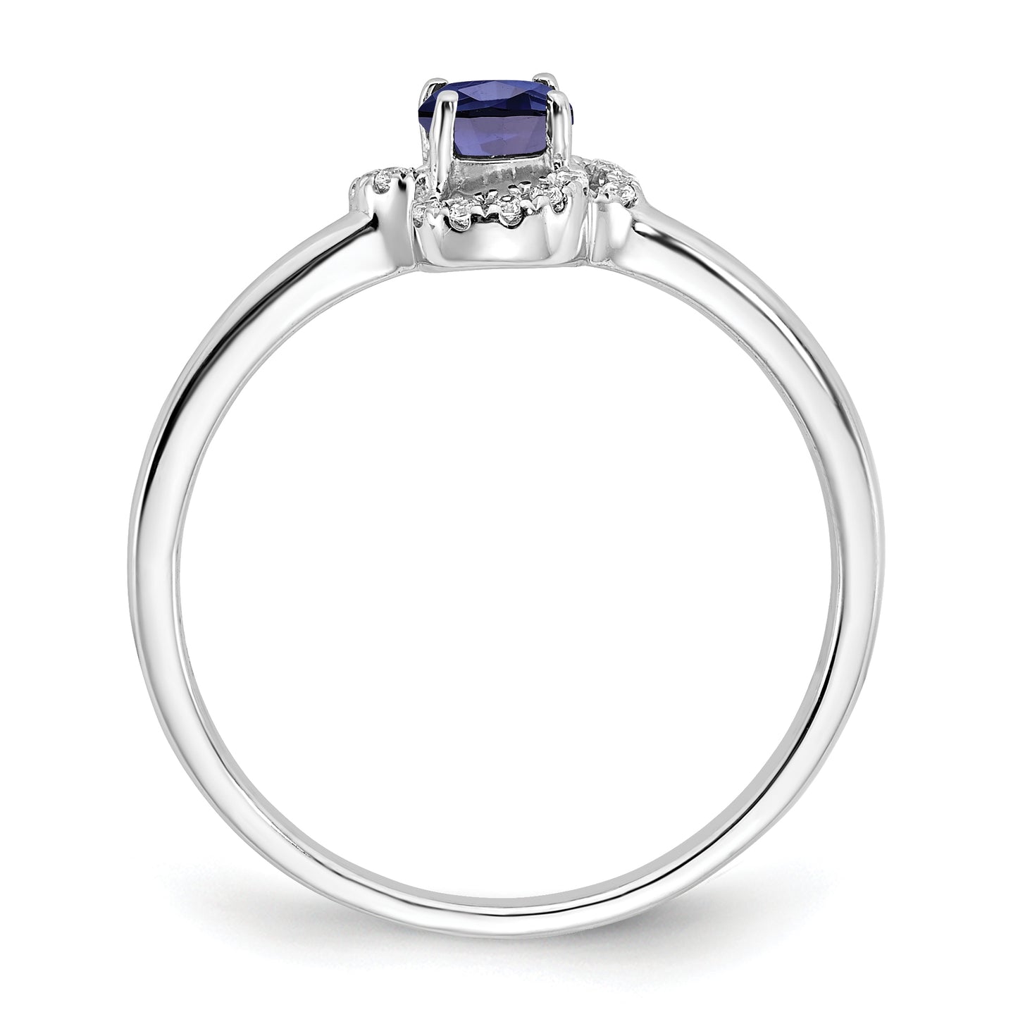 10k White Gold Created Sapphire and Diamond Ring