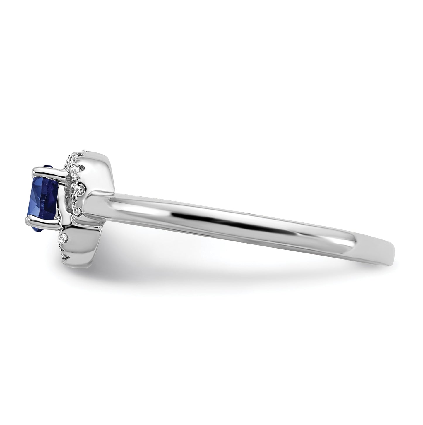 10k White Gold Created Sapphire and Diamond Ring