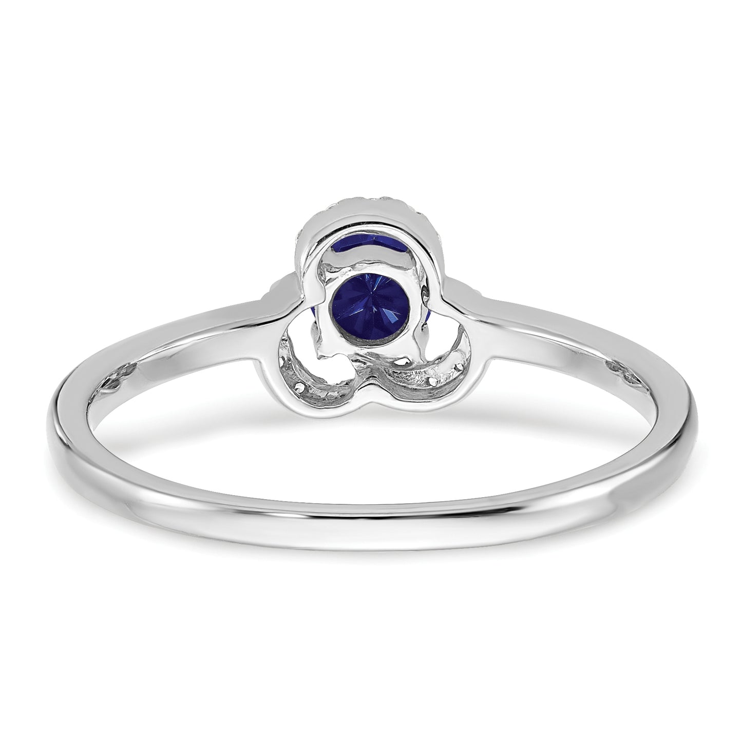 10k White Gold Created Sapphire and Diamond Ring
