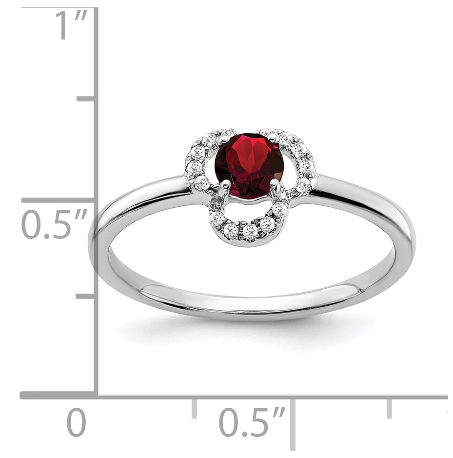 10k White Gold Garnet and Diamond Ring