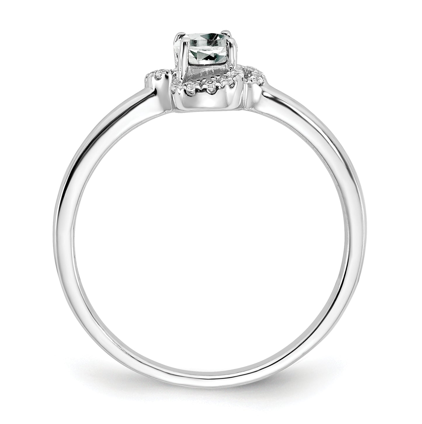 10k White Gold White Topaz and Diamond Ring