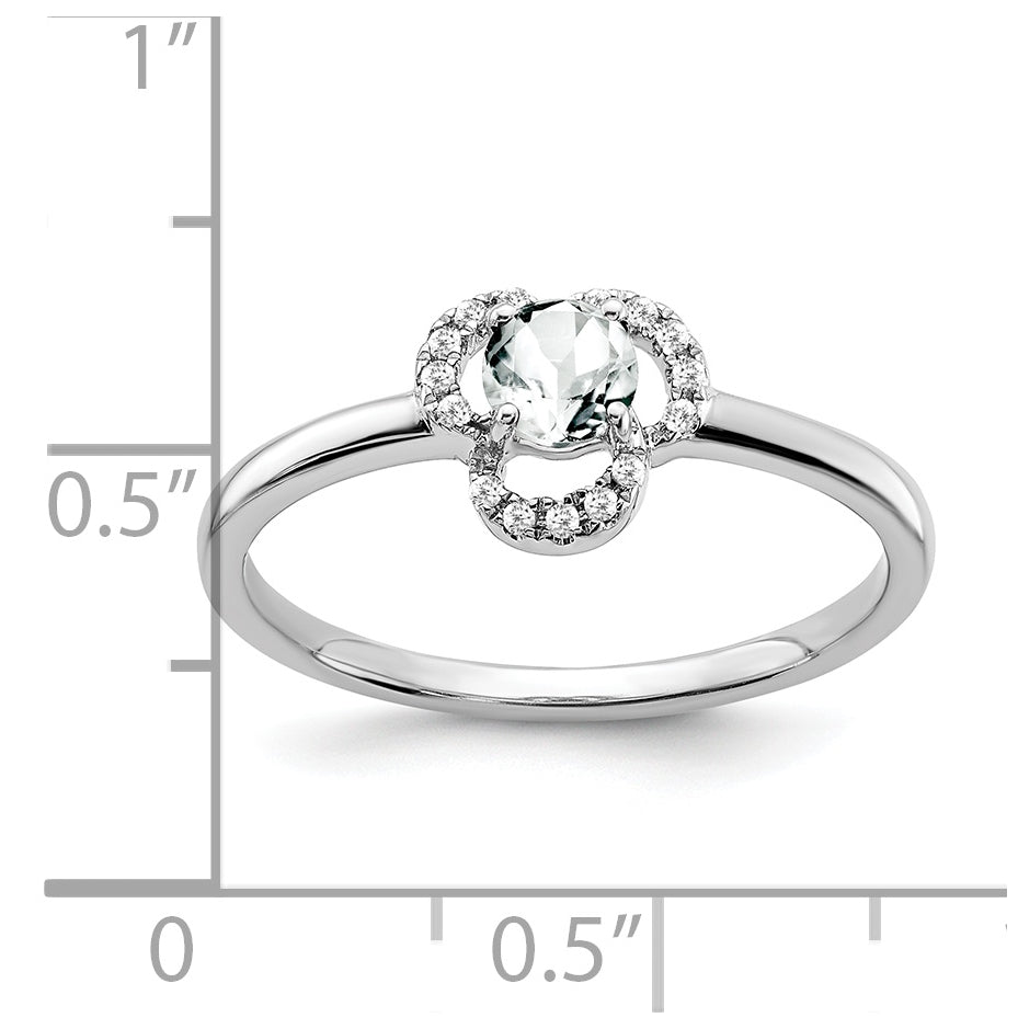 10k White Gold White Topaz and Diamond Ring