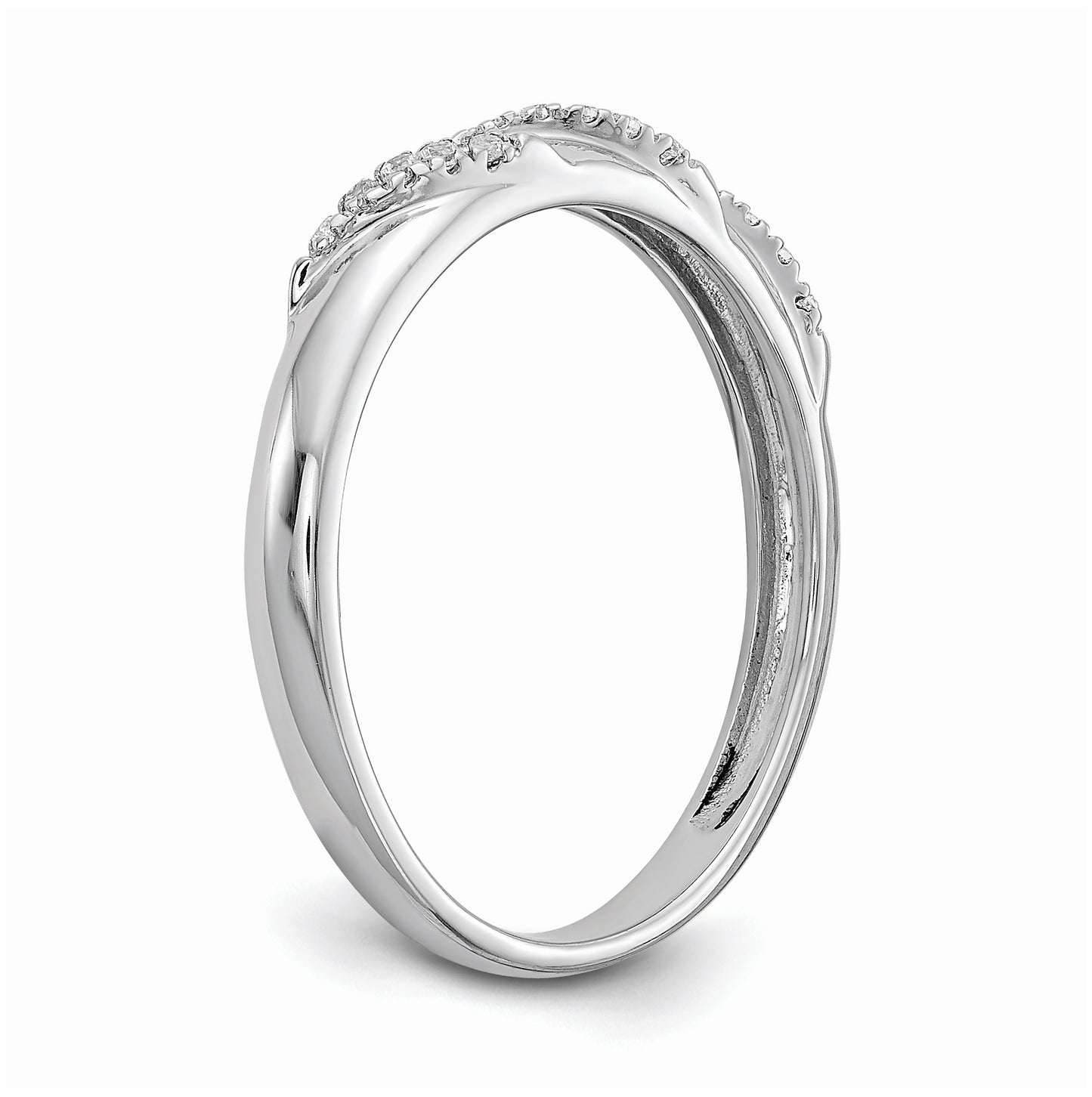 14K White Gold AA Quality 1/15 carat Diamond Trio Ladies Complete Wedding Band