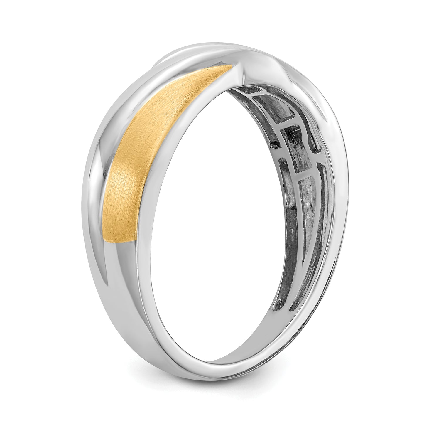 14k Two-tone 3-Stone 1/6 carat Diamond Complete Men's Ring