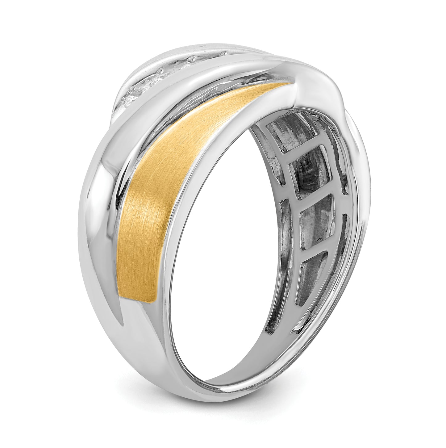 14k Two-tone 7-Stone 1/3 carat Diamond Complete Men's Ring