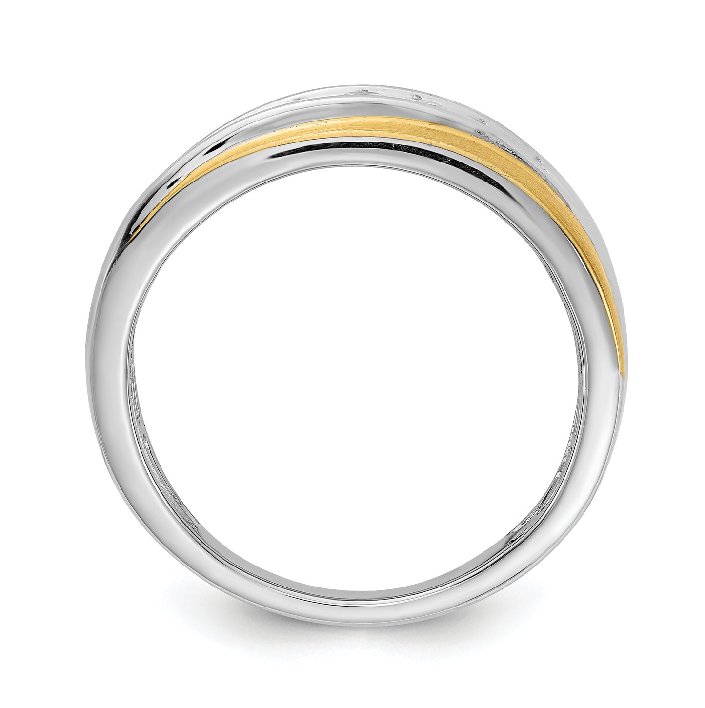 14k White & Yellow Gold Diamond Mens Ring