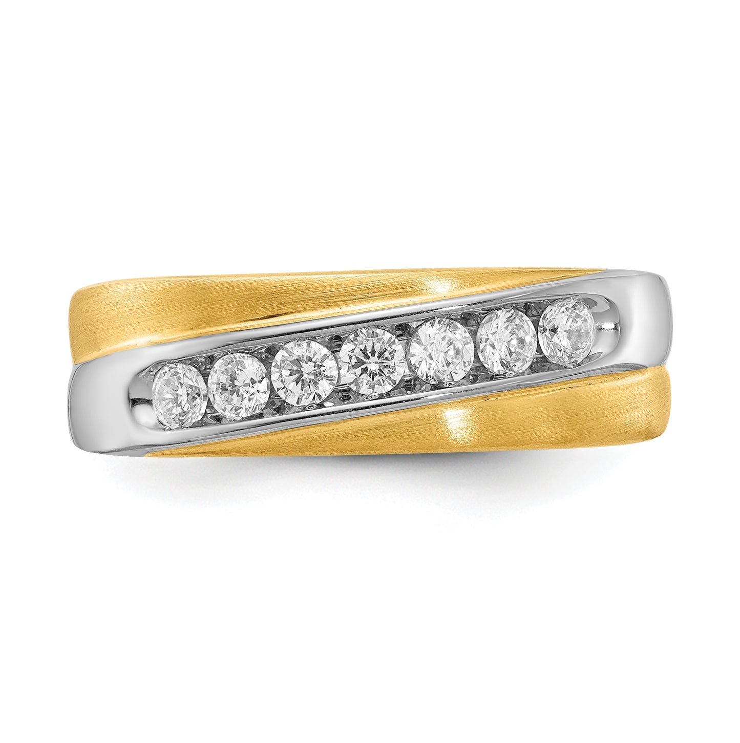 14k White & Yellow Gold Diamond Mens Ring