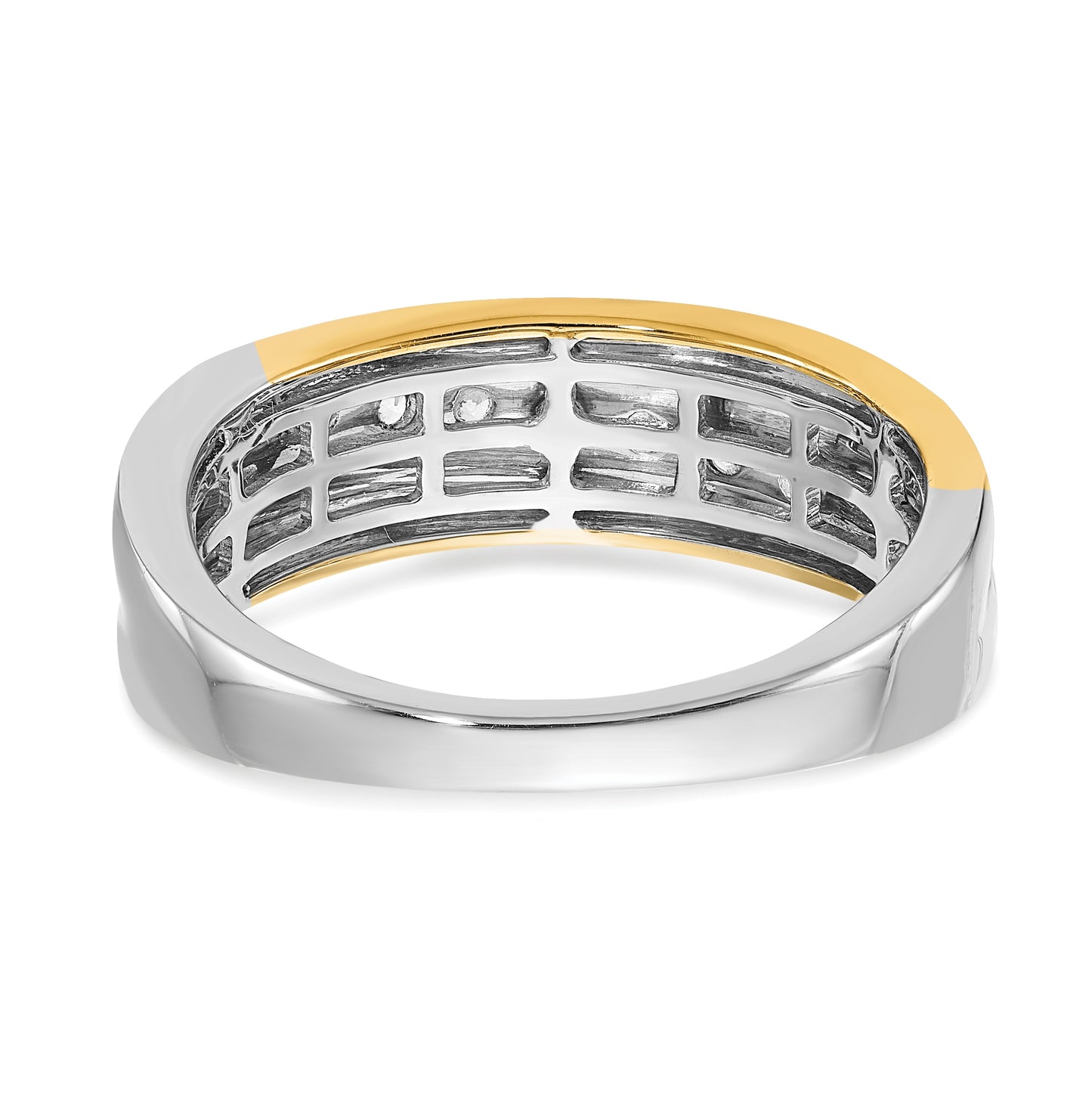 14k White & Yellow Gold Diamond Mens Ring