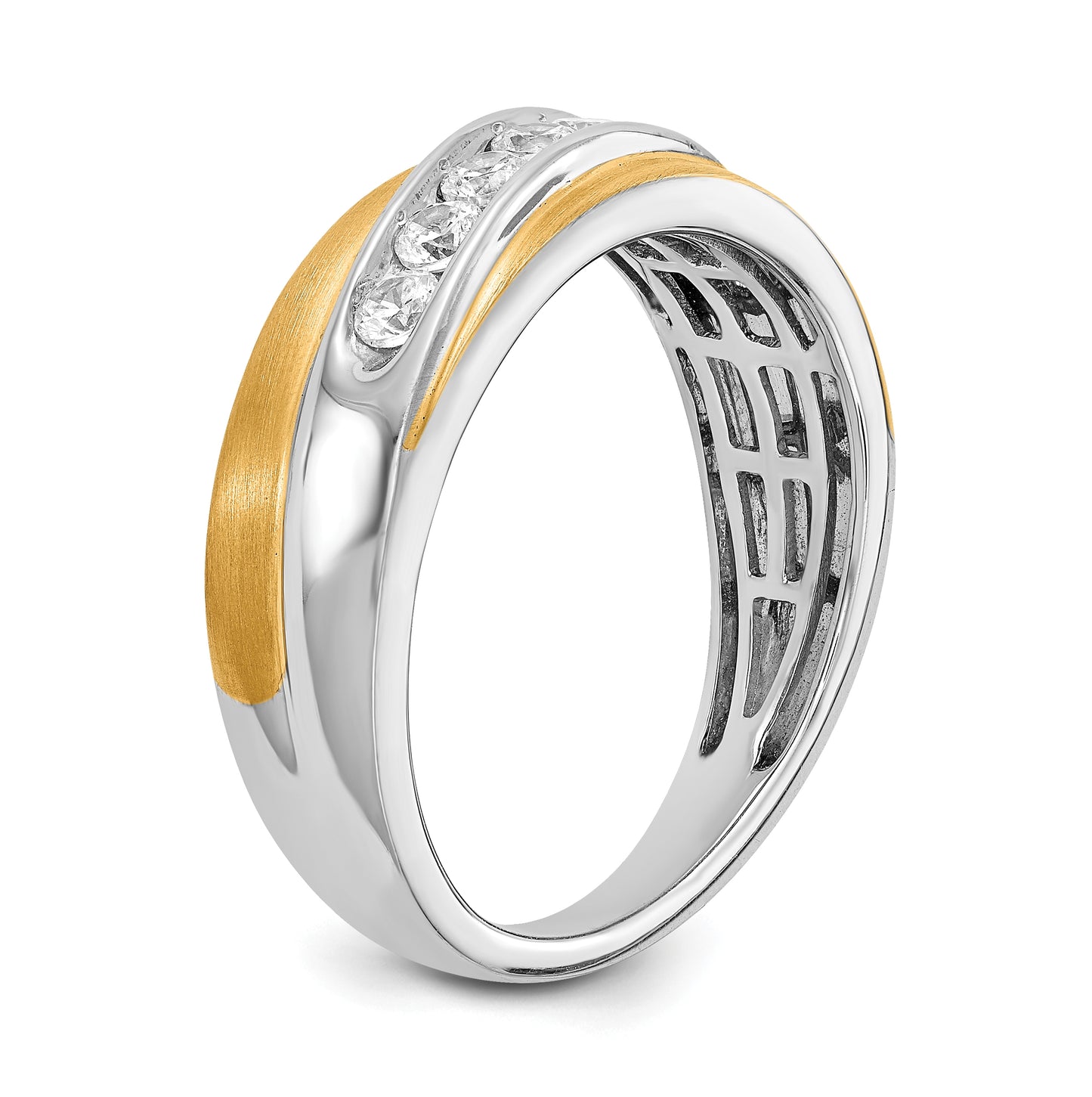 14k White & Yellow Gold Diamond Mens Ring