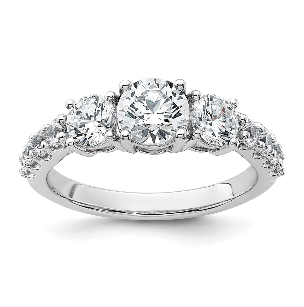 14K White Gold Lab Grown Diamond VS+ F+ 2 ctw 3 Stone Plus Semi