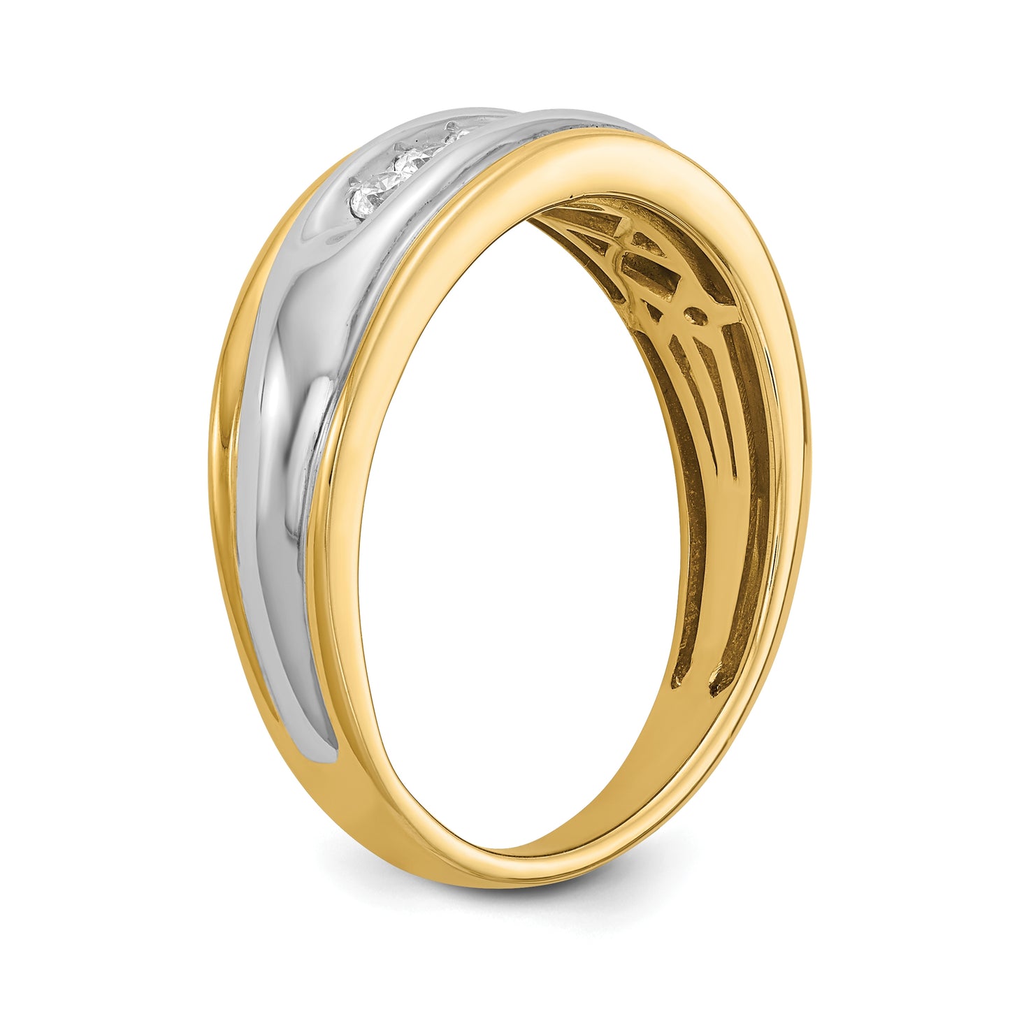 14k Two-tone 5-Stone 1/4 carat Diamond Complete Men's Channel Band