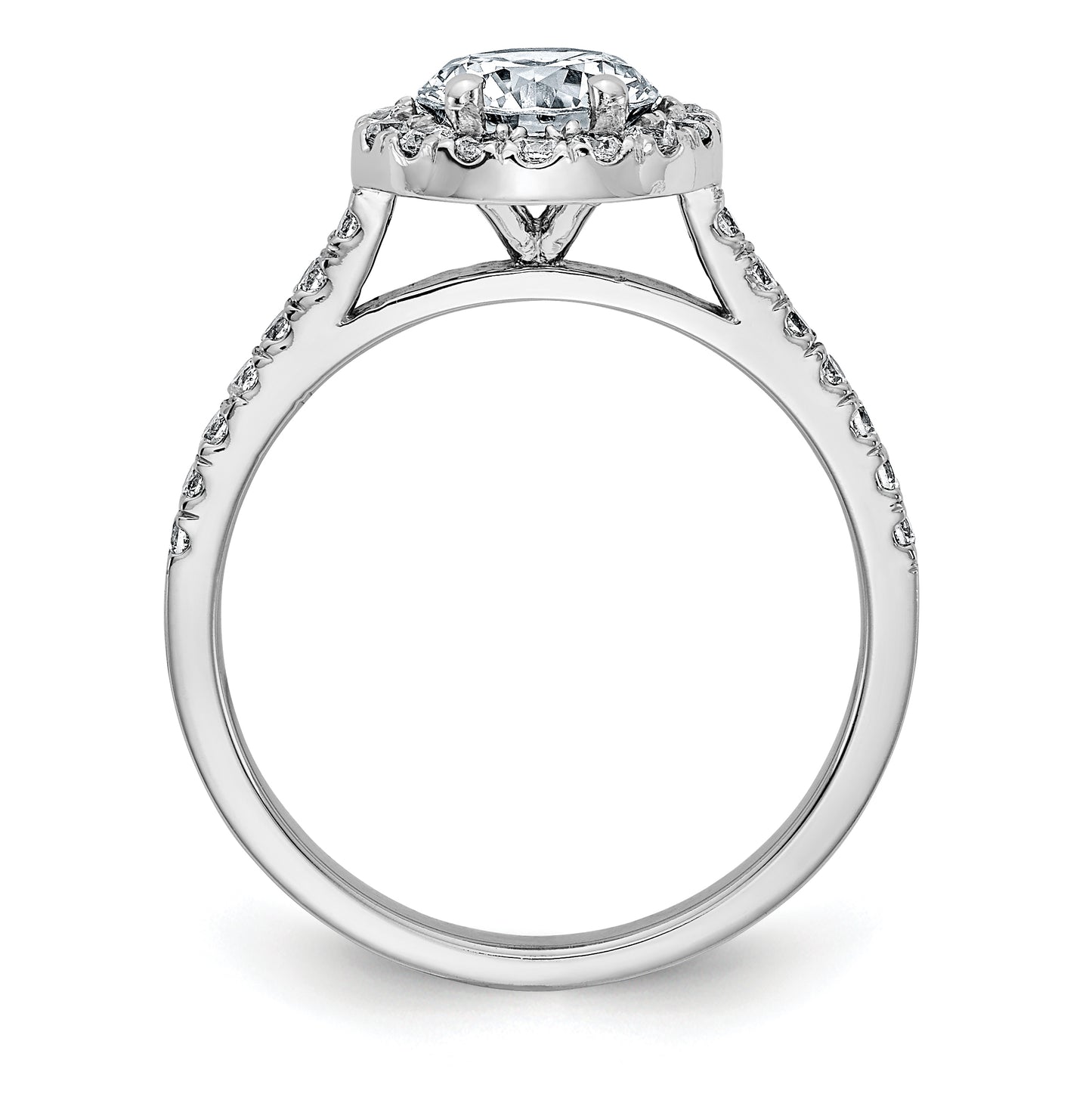 14K White Gold 1 1/2ct. D E F Pure Light Round Halo Moissanite Engagement Ring