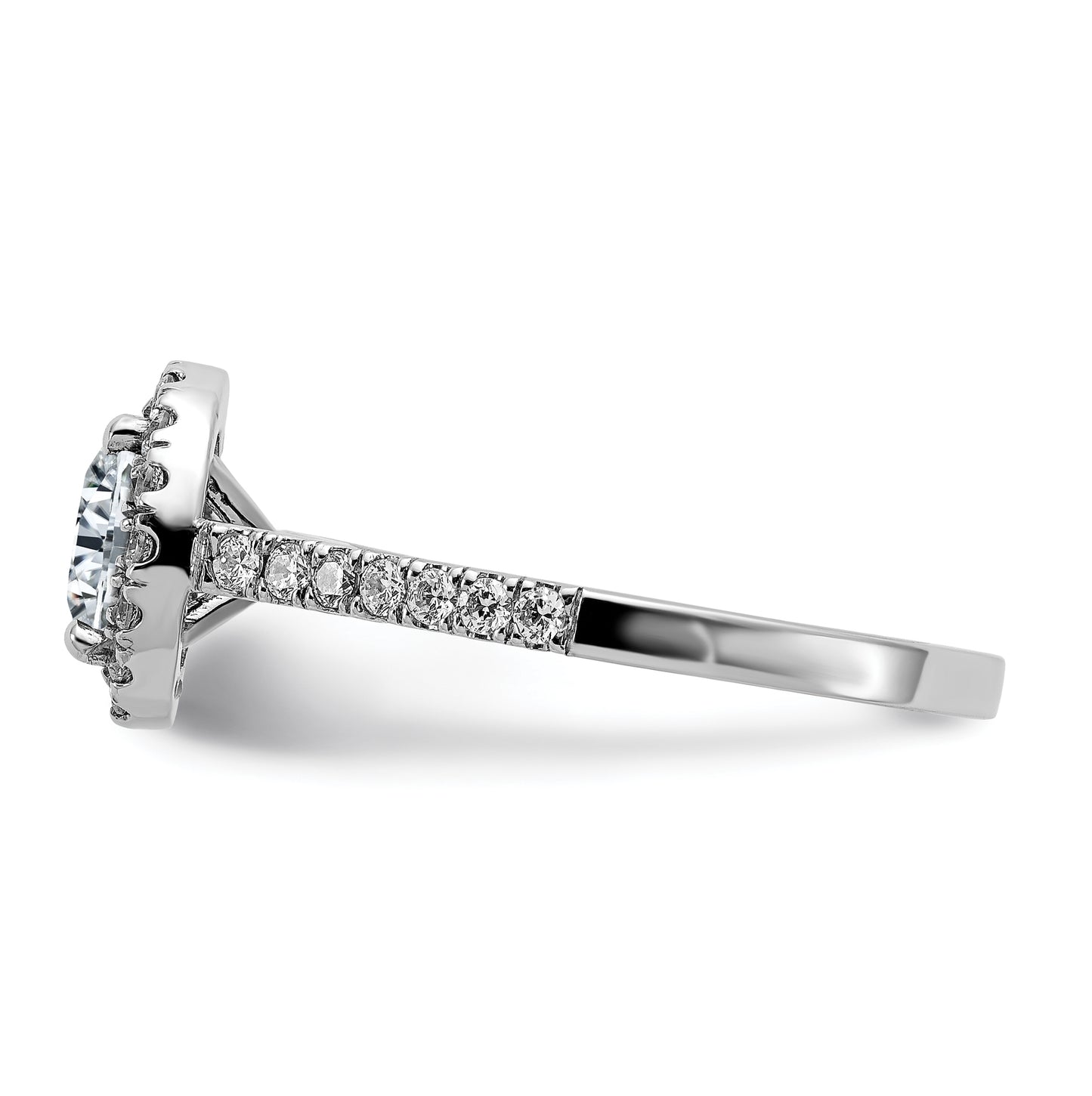 14K White Gold 1 1/2ct. D E F Pure Light Round Halo Moissanite Engagement Ring