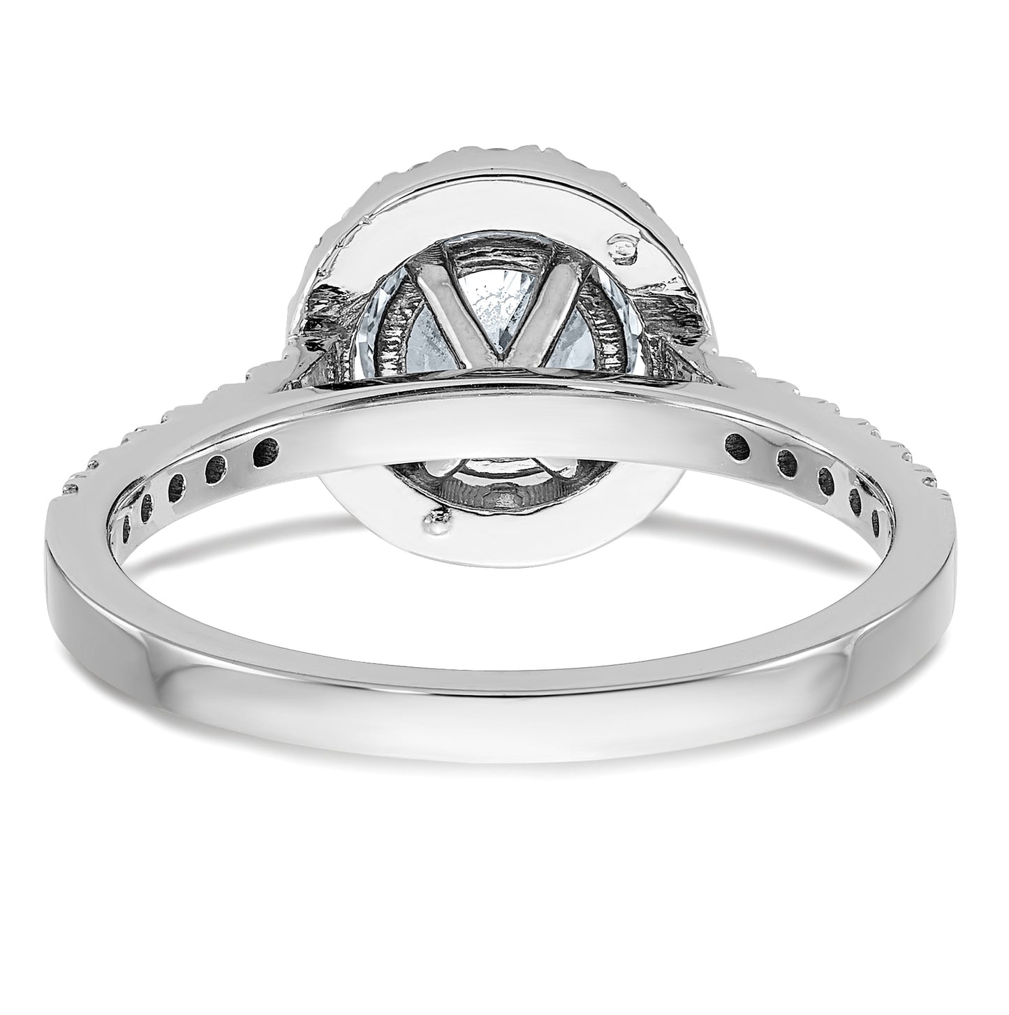 14K White Gold 1 1/2ct. D E F Pure Light Round Halo Moissanite Engagement Ring