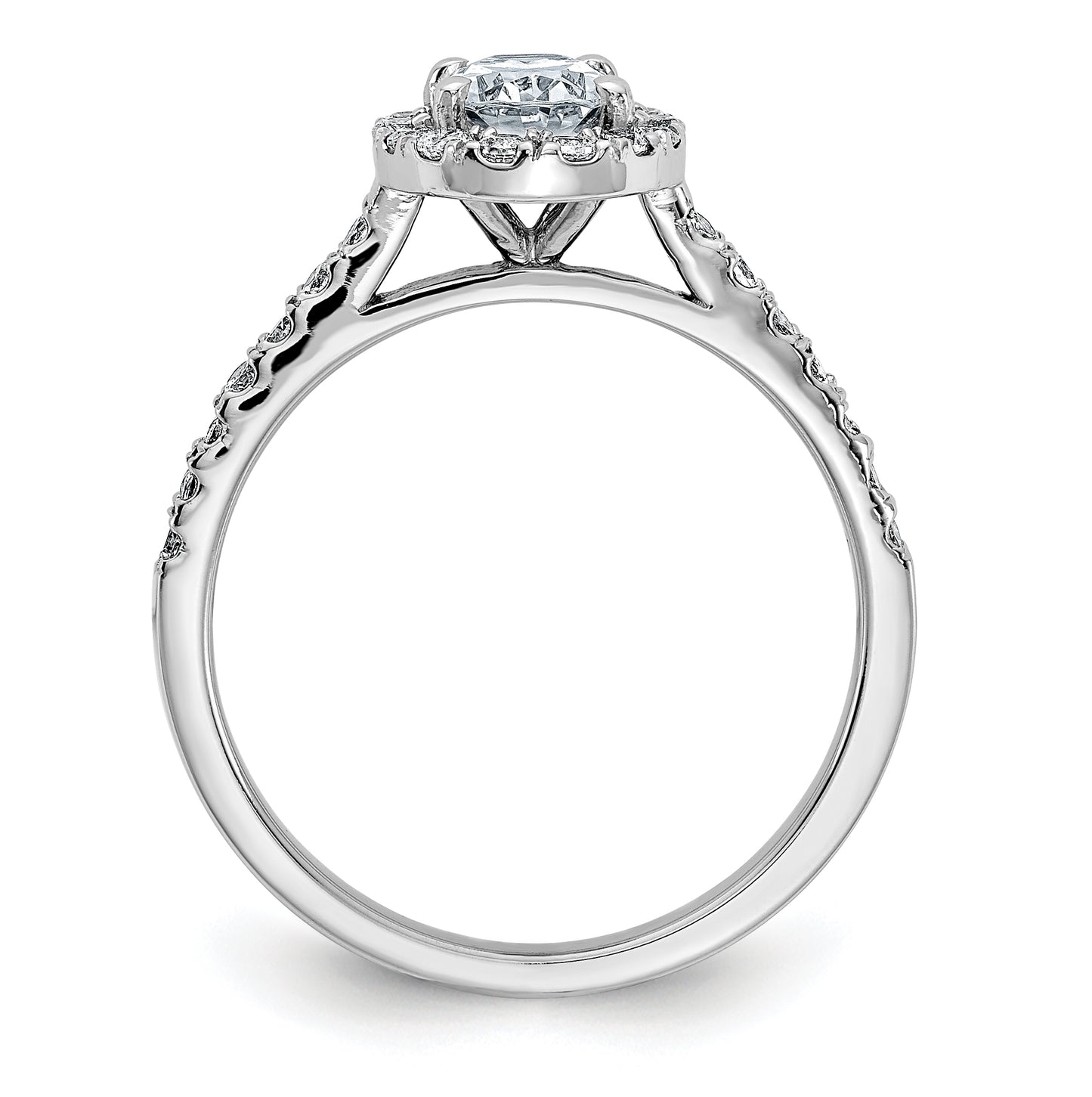 14K White Gold 1 1/3ct. D E F Pure Light Oval Halo Moissanite Engagement Ring, Size 7
