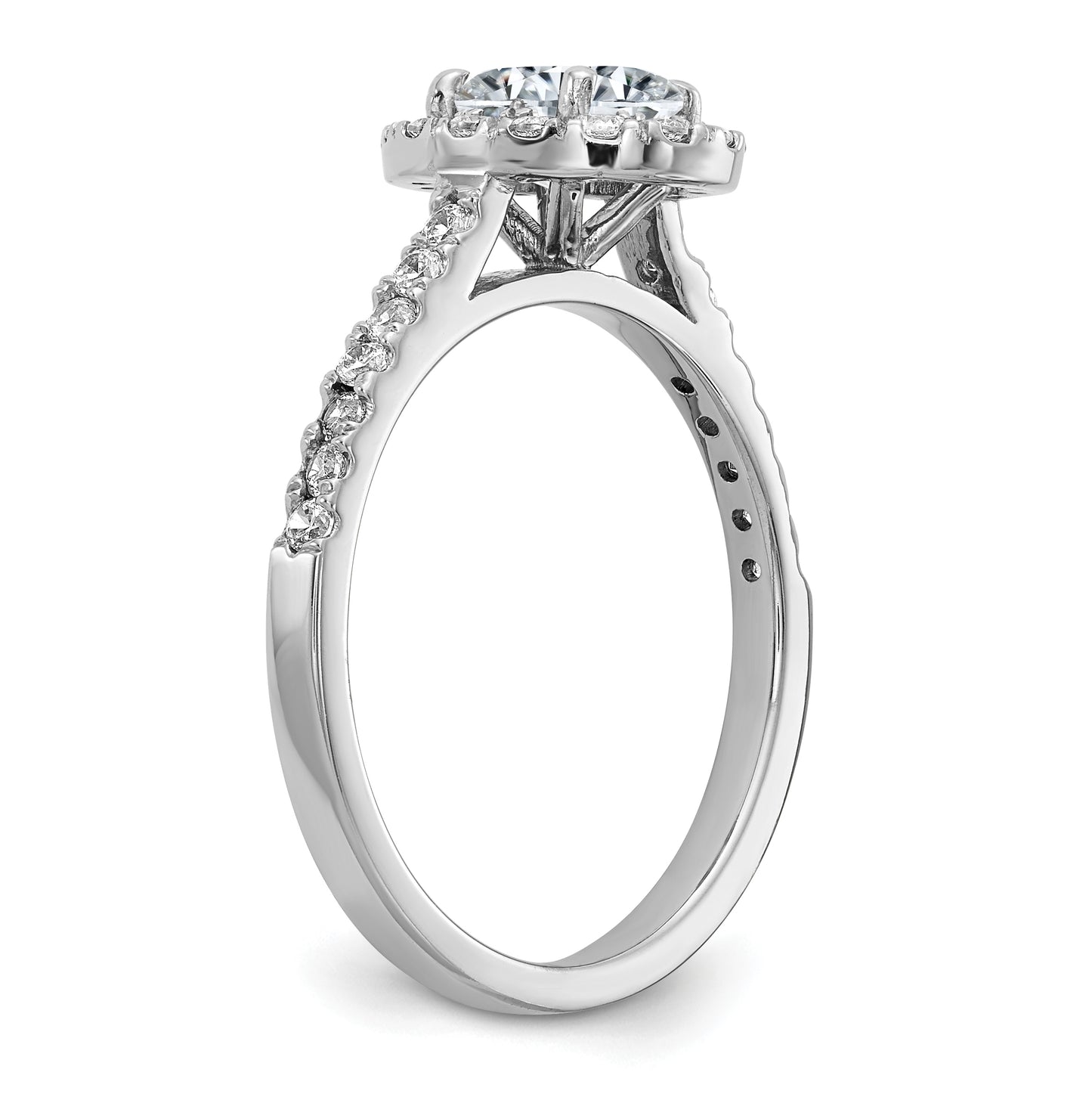 14K White Gold 1 1/3ct. D E F Pure Light Oval Halo Moissanite Engagement Ring, Size 7