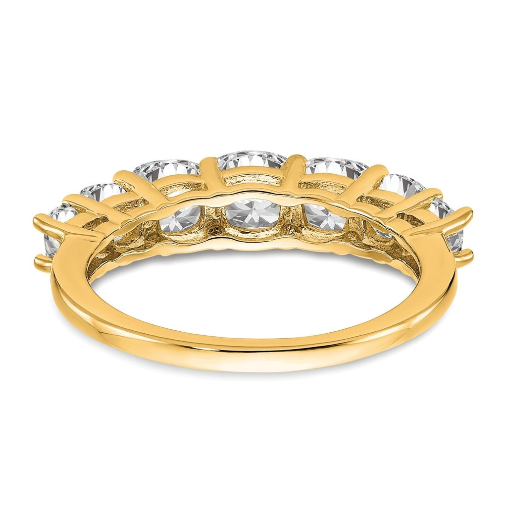 14k Yellow Gold 1 5/8 carat Lab Grown Diamond VS+ F+ Cushion Complete Seven Stone Band