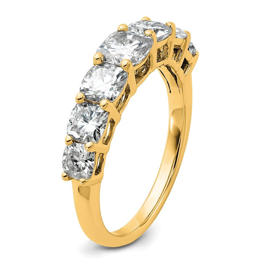 14k Yellow Gold 2 3/8 carat Lab Grown Diamond VS+ F+ Cushion Complete Seven Stone Band