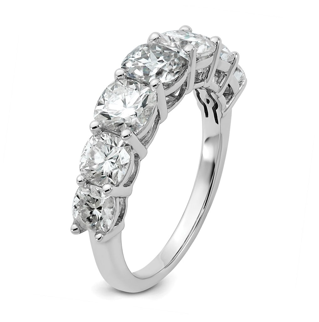 14k White Gold 3 1/3 carat Lab Grown Diamond VS+ F+ Cushion Complete Seven Stone Band