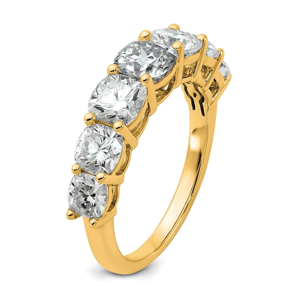 14k Yellow Gold 3 1/3 carat Lab Grown Diamond VS+ F+ Cushion Complete Seven Stone Band