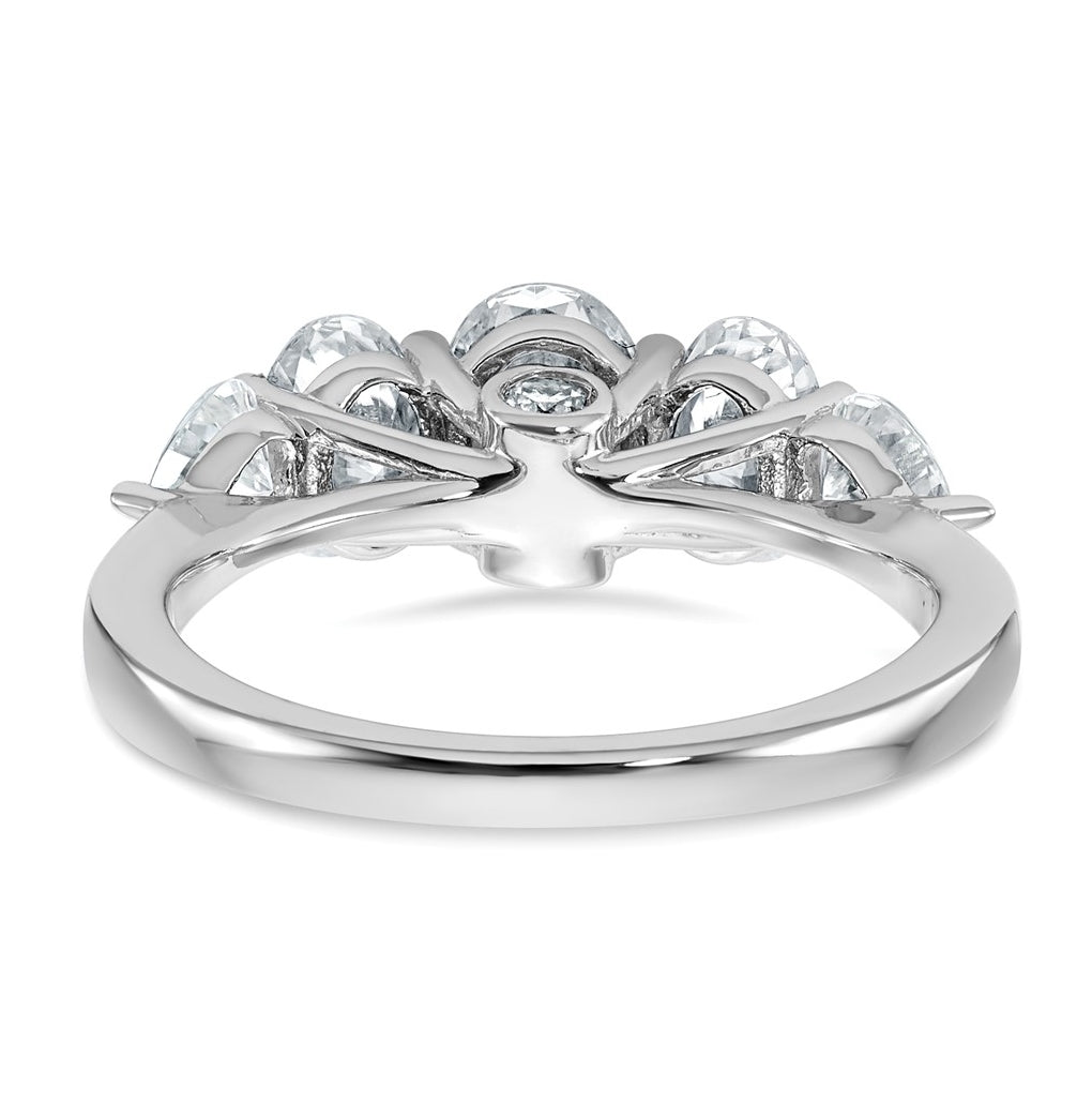 14k White Gold 2 1/6 carat Lab Grown Diamond VS+ F+ Complete Five Stone Band