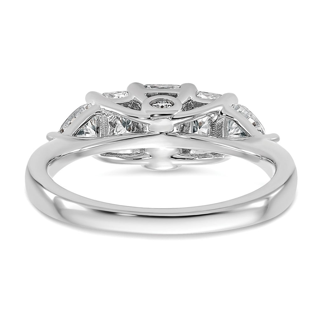 14k White Gold 1 3/4 carat Lab Grown Diamond VS+ F+ Radiant and Trillion Five Stone Complete Band