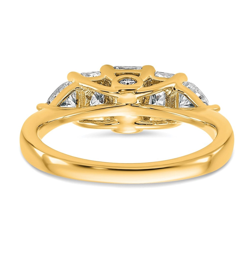 14k Yellow Gold 1 3/4 carat Lab Grown Diamond VS+ F+ Radiant and Trillion Five Stone Complete Band